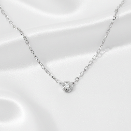 Cartier Damour Necklace SM White Gold (18K) Diamond Men,Women Fashion Pendant Necklace (Silver)