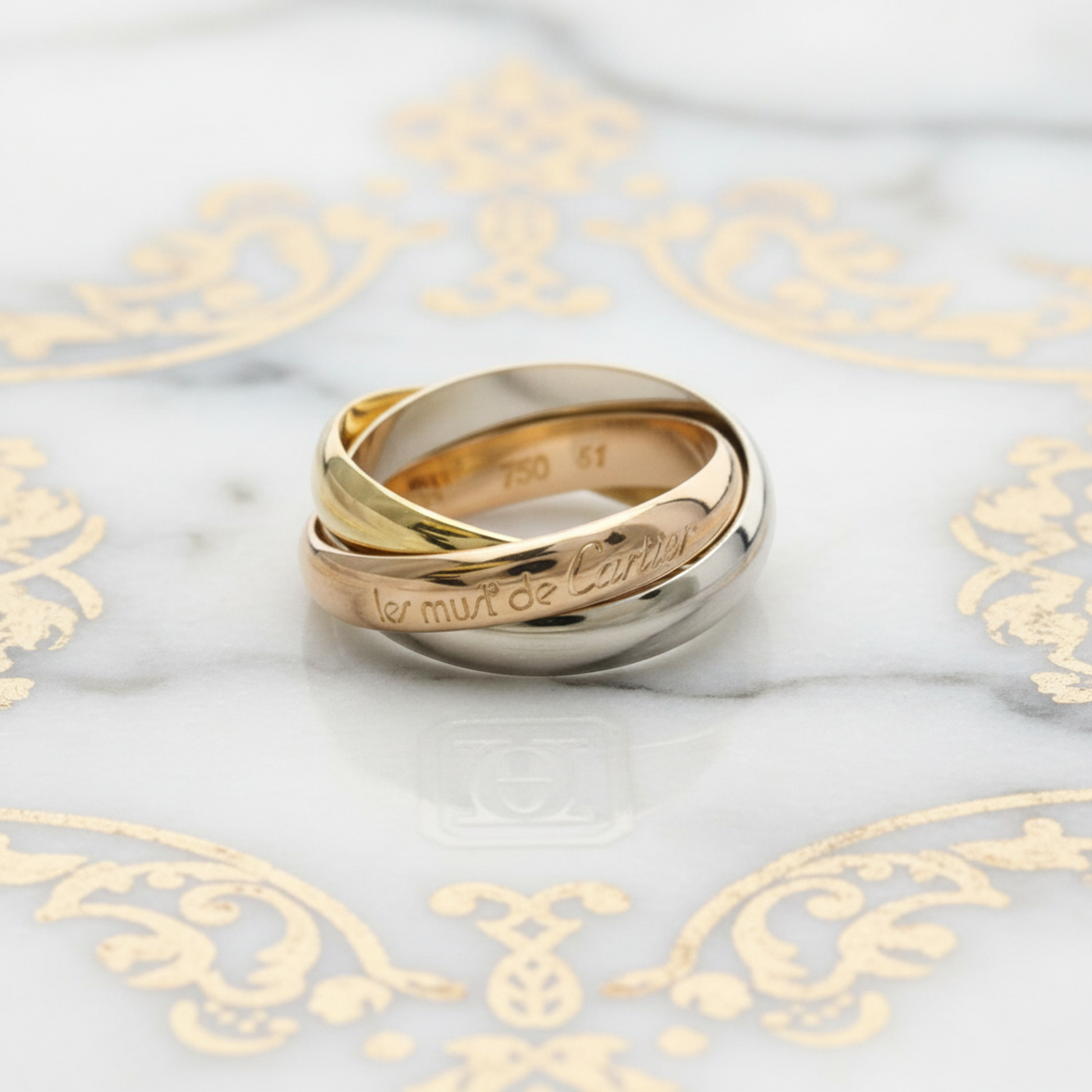 Cartier Trinity Ring Yellow Gold (18K),Pink Gold (18K),White Gold (18K) Fashion No Stone Band Ring Gold