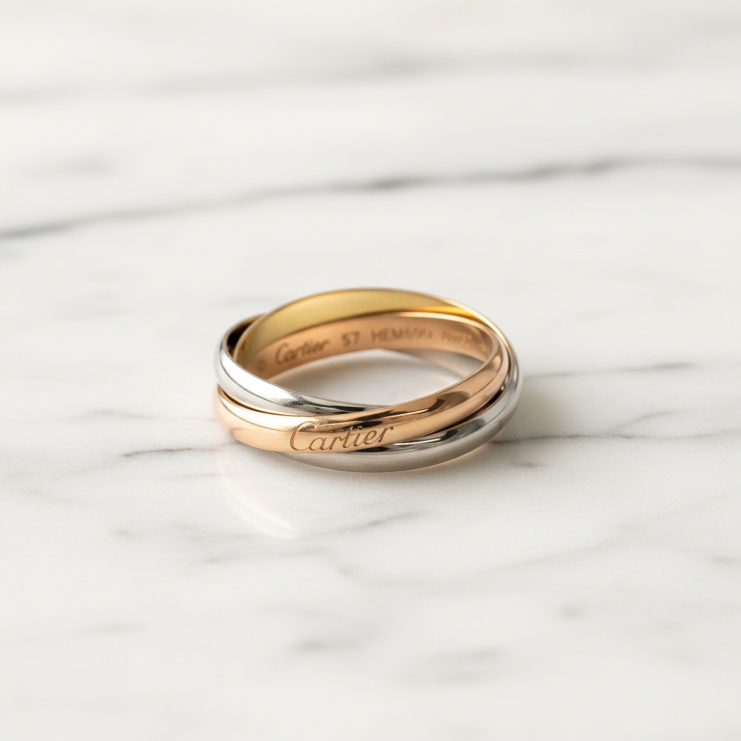Cartier Trinity Ring Yellow Gold (18K),Pink Gold (18K),White Gold (18K) Fashion No Stone Band Ring Gold