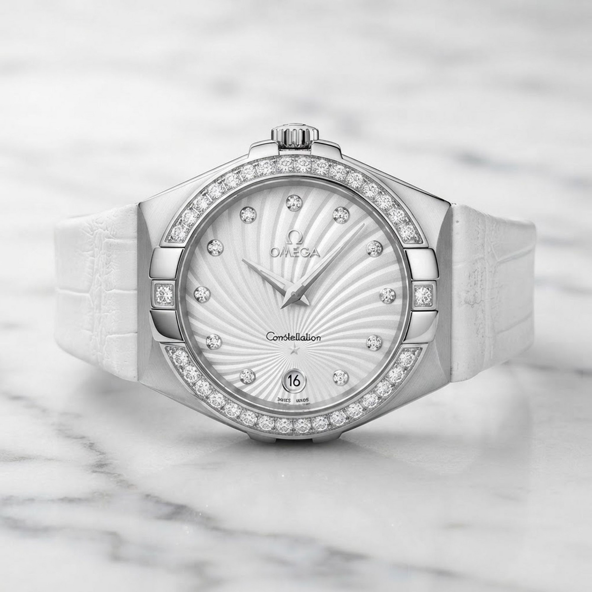 OMEGA Constellation Diamond MOP Dial Steel Quartz Watch 123.18.35.60.52.001 Polished