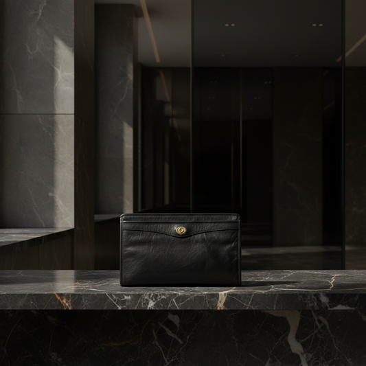 Gucci Interlocking 575991 Men,Women Leather Clutch Bag Black