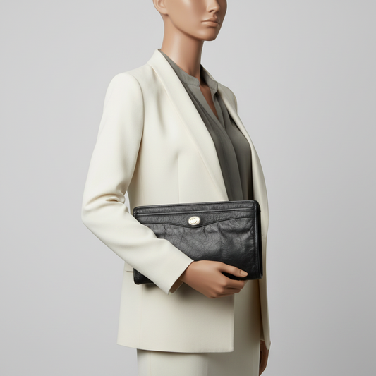 Gucci Interlocking 575991 Men,Women Leather Clutch Bag Black