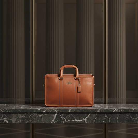 Coach Embassy Brief F70374 Men's Leather Briefcase,Shoulder Bag Brown