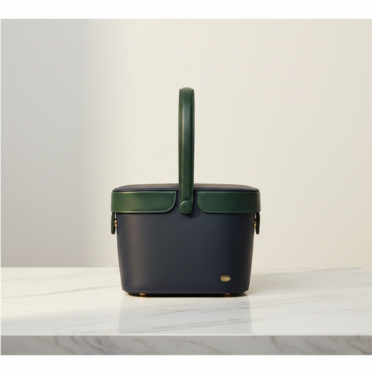 Bally Basket-shaped Bag Women's Leather Handbag Green,Navy