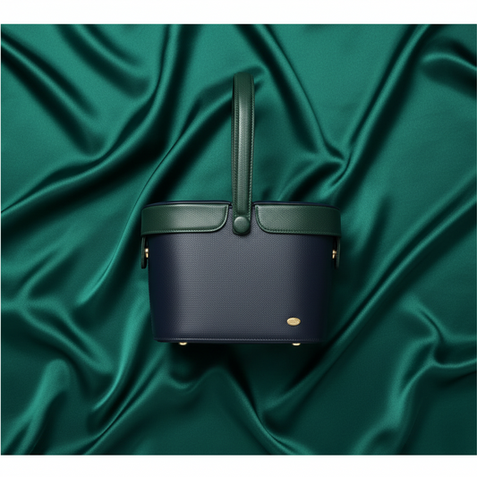 Bally Basket-shaped Bag Women's Leather Handbag Green,Navy