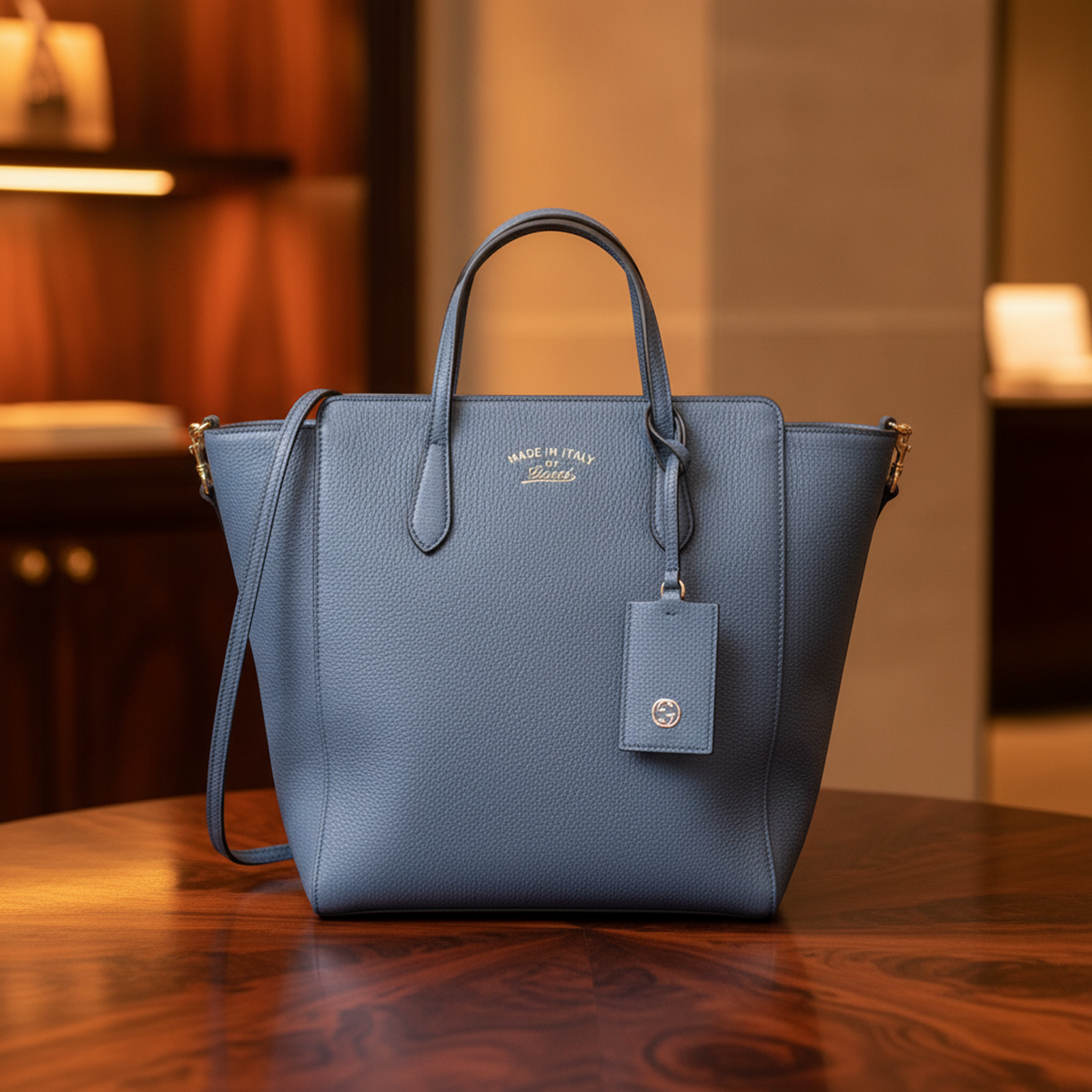 Gucci Gucci Swing 368824 Women's Leather Tote Bag Blue