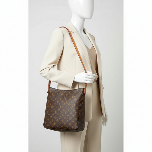 Louis Vuitton Monogram Looping GM M51145 Women's Shoulder Bag Brown
