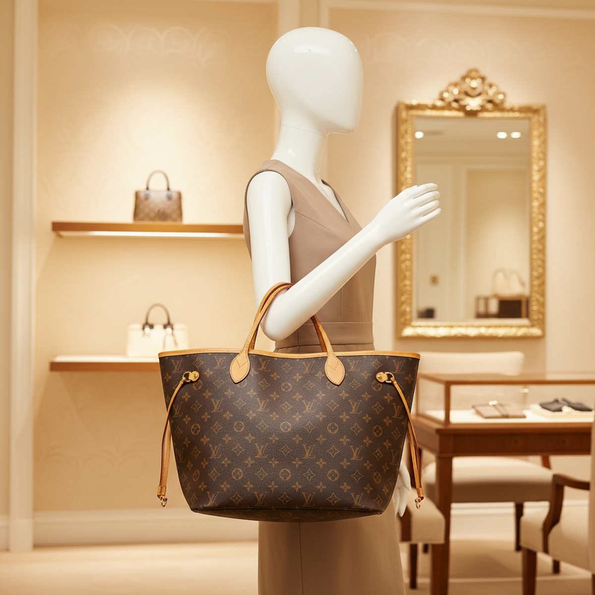 Louis Vuitton Monogram Neverfull MM M40156 Women's Tote Bag Brown