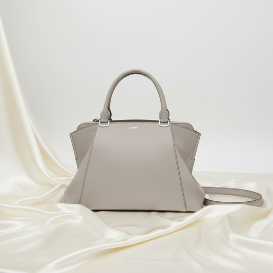 Cartier C De Cartier SM Women's Leather Handbag,Shoulder Bag Gray Purple