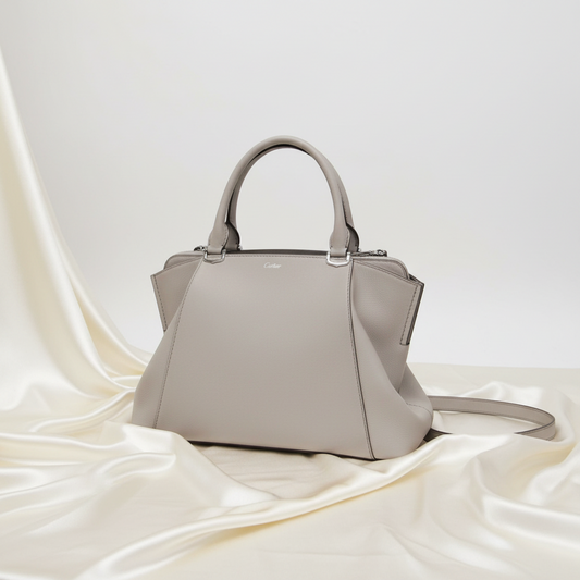 Cartier C De Cartier SM Women's Leather Handbag,Shoulder Bag Gray Purple