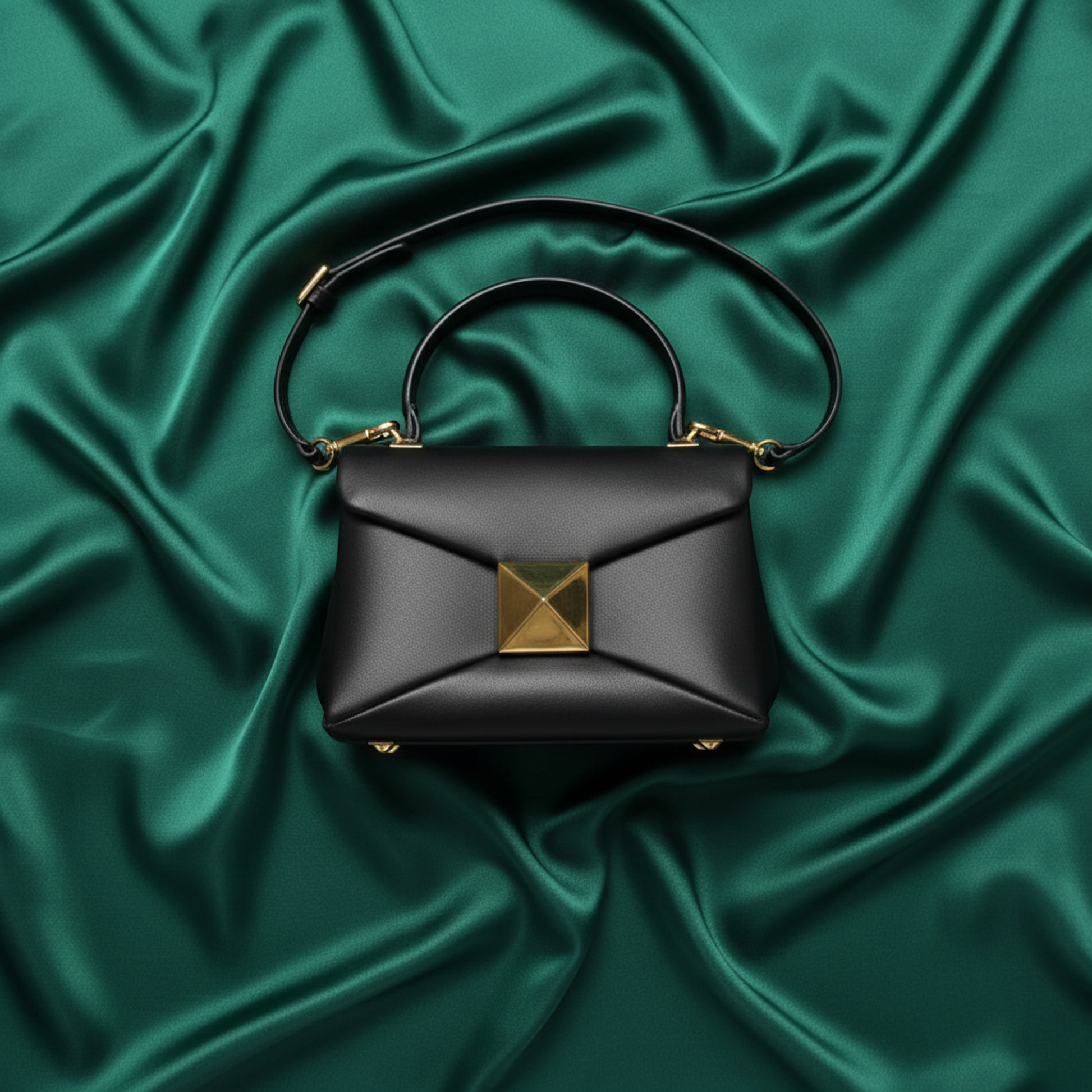 Valentino Garavani One Stud Small Women's Leather Handbag,Shoulder Bag Black