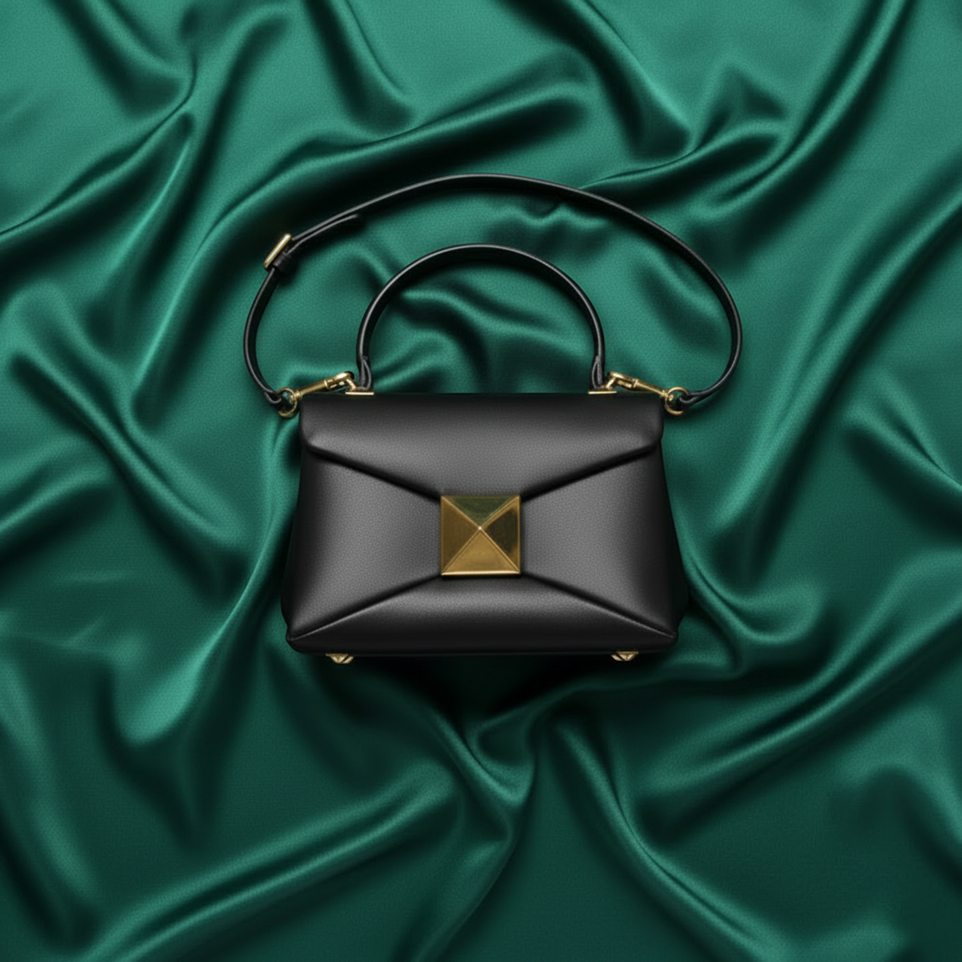 Valentino Garavani One Stud Small Women's Leather Handbag,Shoulder Bag Black