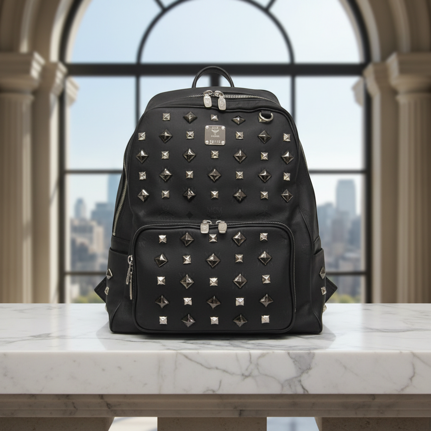 MCM Visetos MMK 1SVH01 BK001 Men,Women PVC,Leather Backpack Black