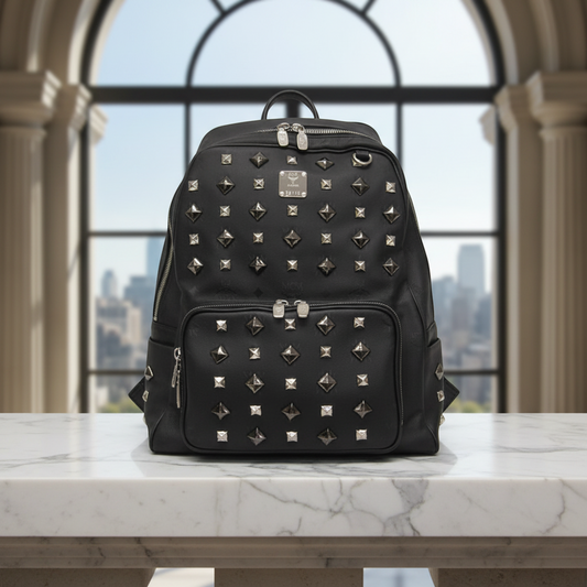 MCM Visetos MMK 1SVH01 BK001 Men,Women PVC,Leather Backpack Black