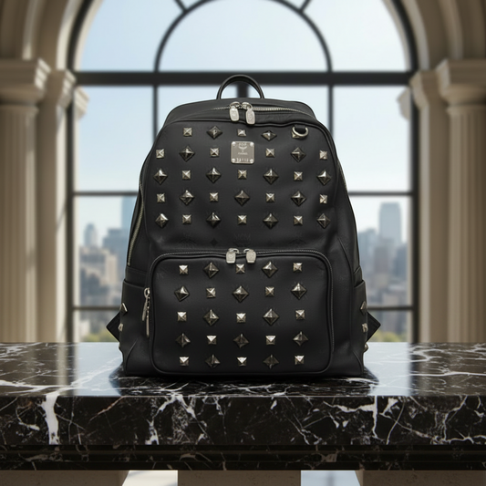 MCM Visetos MMK 1SVH01 BK001 Men,Women PVC,Leather Backpack Black