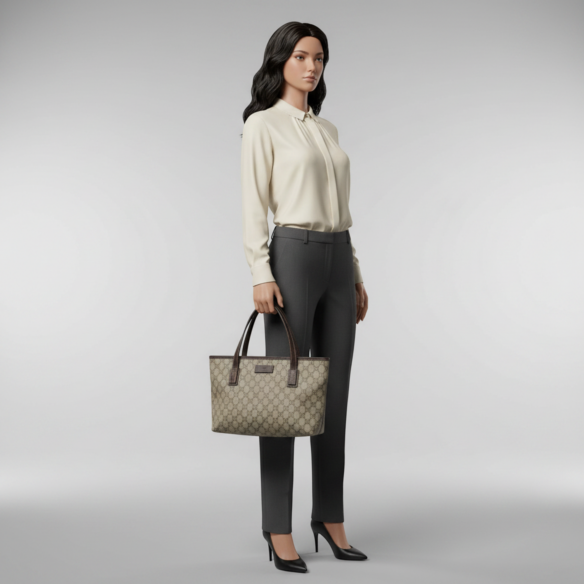 Gucci 211138 Women's GG Supreme,Leather Handbag,Tote Bag Beige,Brown