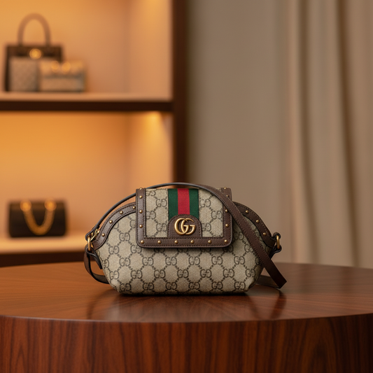 Gucci Ophidia AirPods Max Case 675995 Men,Women GG Supreme,Leather Shoulder Bag Beige,Brown