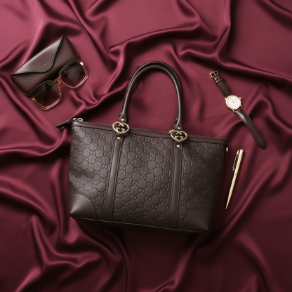 Gucci Guccissima 257069 Women's Leather Handbag,Tote Bag Dark Brown