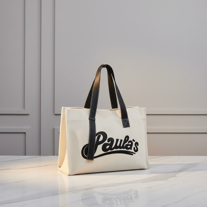 Loewe Paula's Ibiza Women,Men Canvas,Leather Tote Bag Black,Off-white