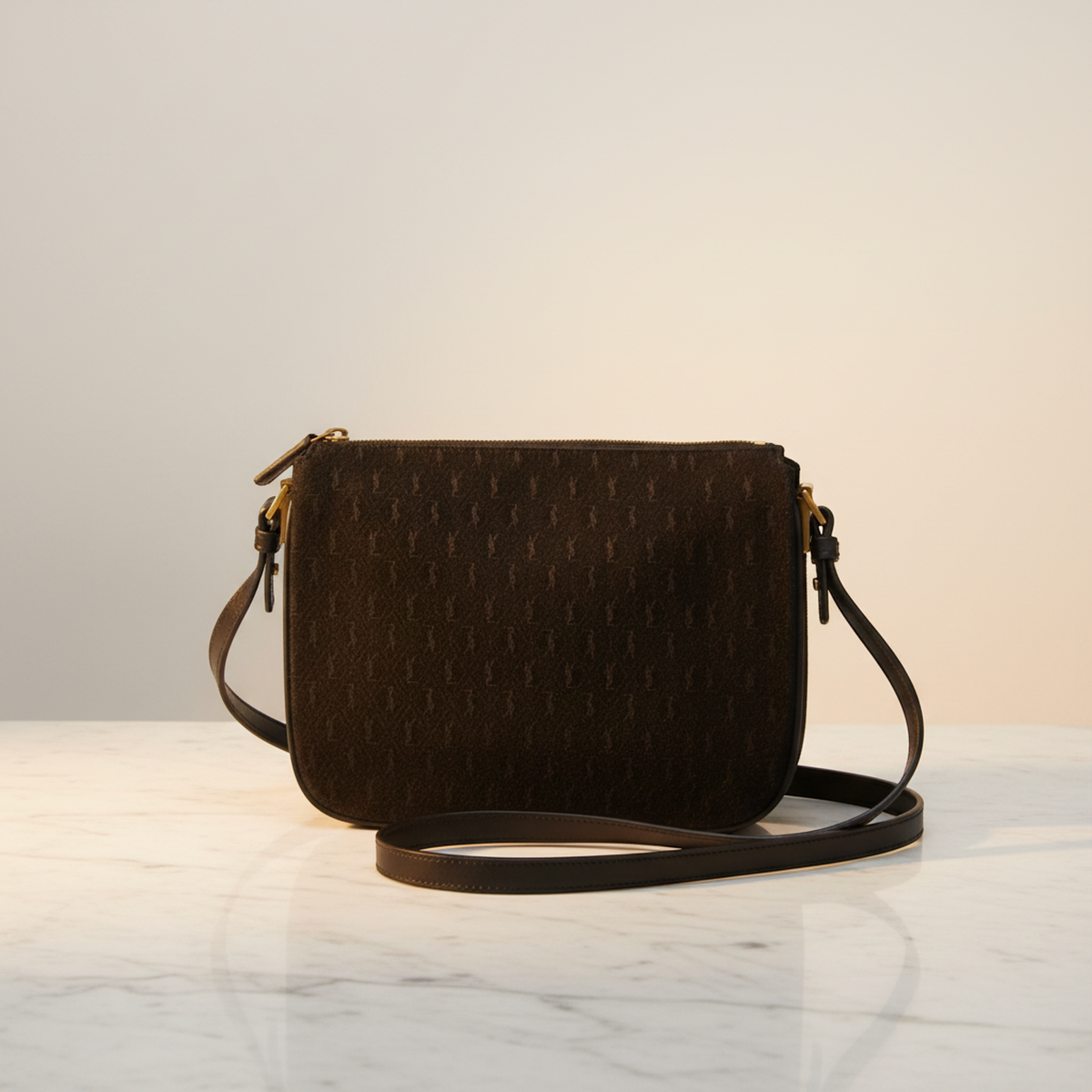 Saint Laurent Monogram 585541 Women's Leather,Suede Shoulder Bag Black