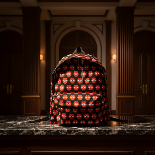 Celine TELEPATHIC LOVE PRINT 188382BP2.38BR Men,Women Nylon,Leather Backpack Black,Red Color