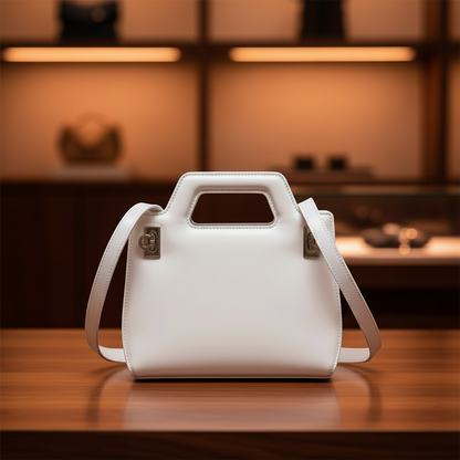 Salvatore Ferragamo Gancini Wanda AU-21 3485 Women's Leather Handbag,Shoulder Bag White