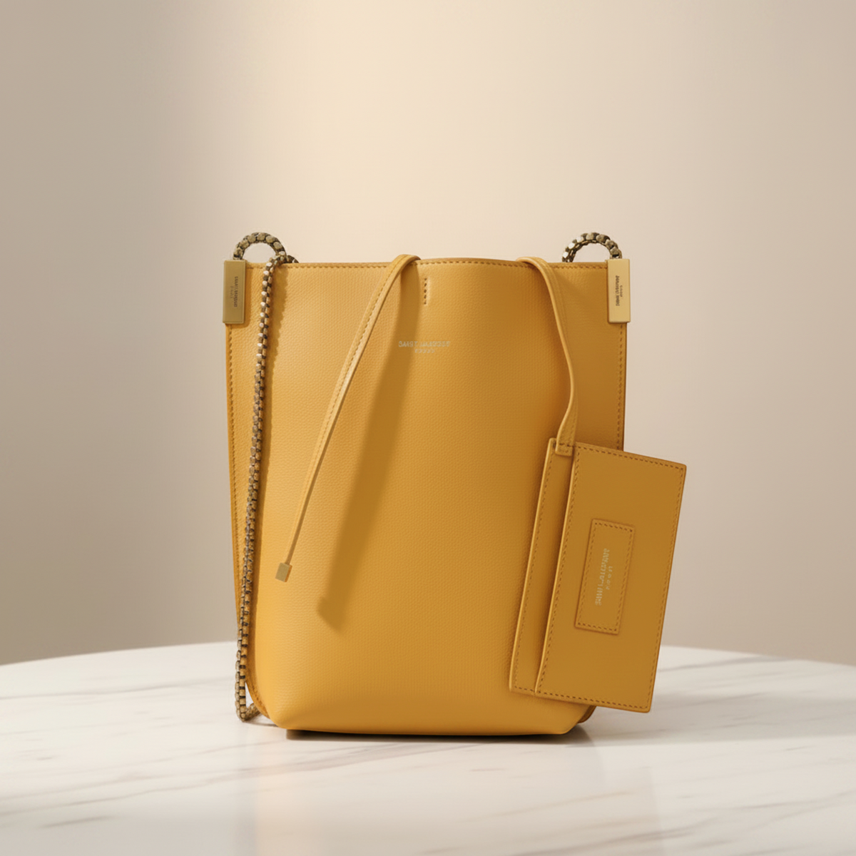 Saint Laurent Small Hobo Chain Shoulder Bag 654990 Women's Leather Shoulder Bag Yellow