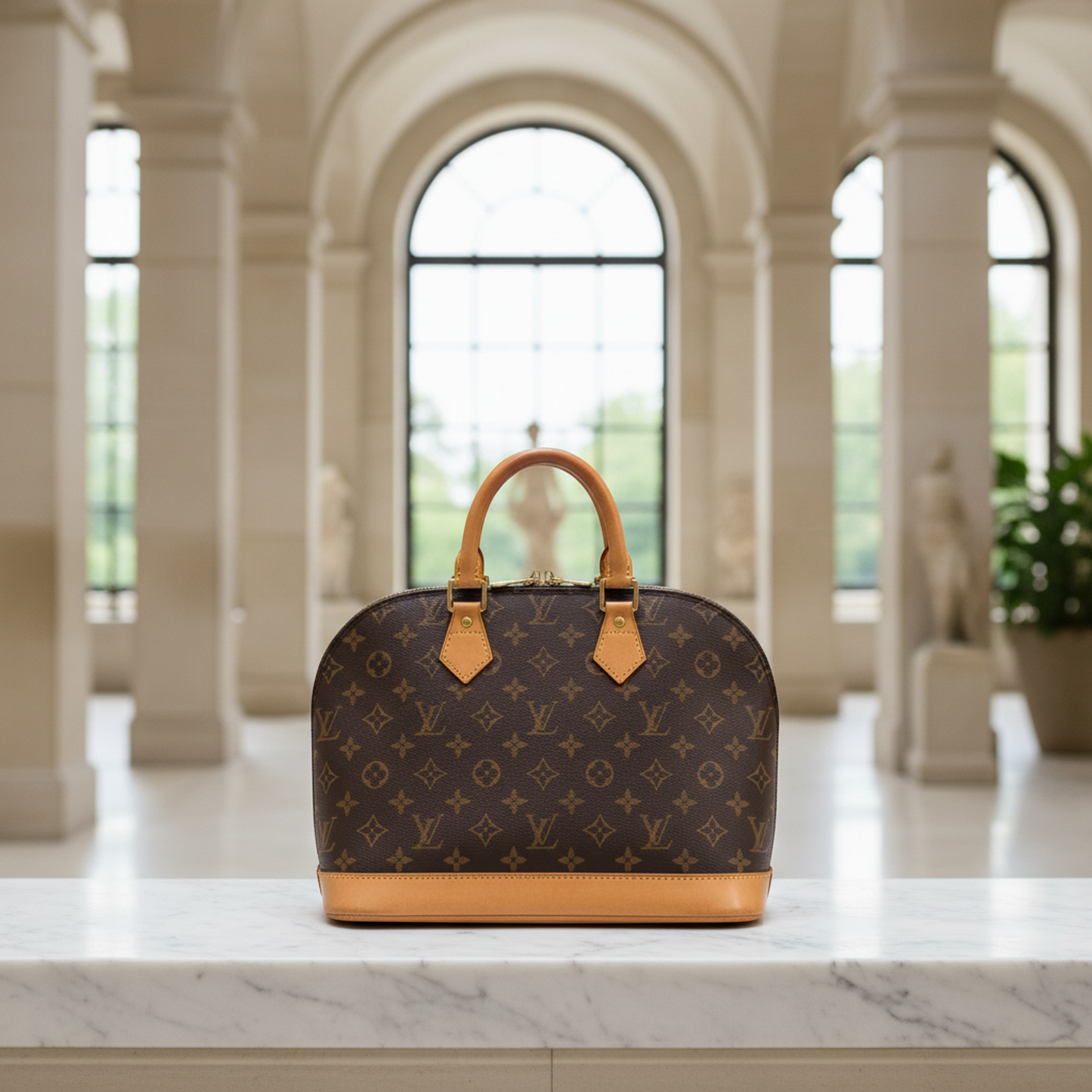 Louis Vuitton Monogram Alma M51130 Women's Handbag Brown