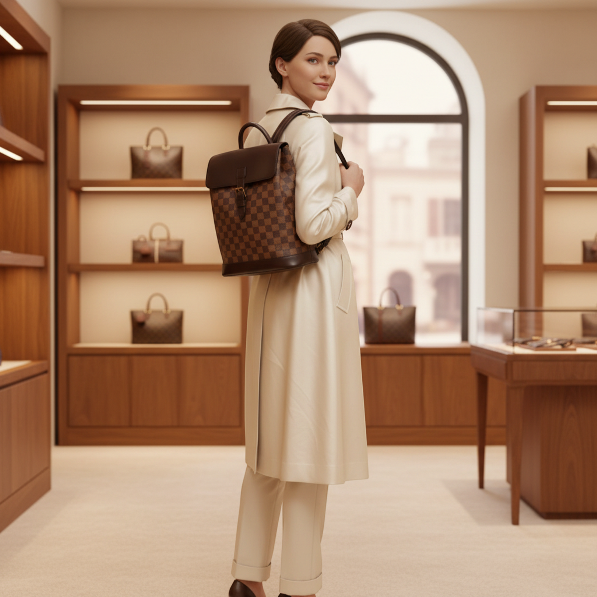 Louis Vuitton Damier Soho N51132 Women's Backpack Brown