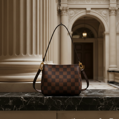 Louis Vuitton Damier Makeup Pouch N51982 Women's Handbag,Pouch Brown