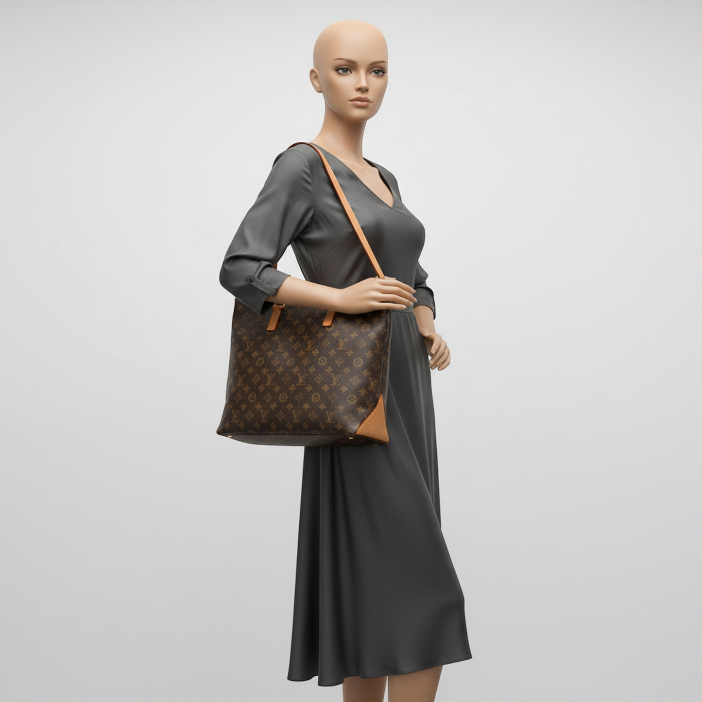 Louis Vuitton Monogram Cabas Mezzo M51151 Women's Men's Tote Bag Brown