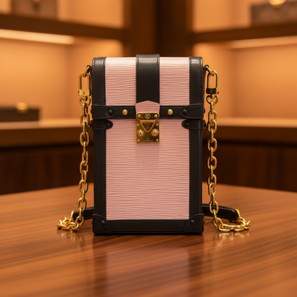 Louis Vuitton Epi Trunk Vertical M67872 Women's Shoulder Bag Black,Rose Ballerine