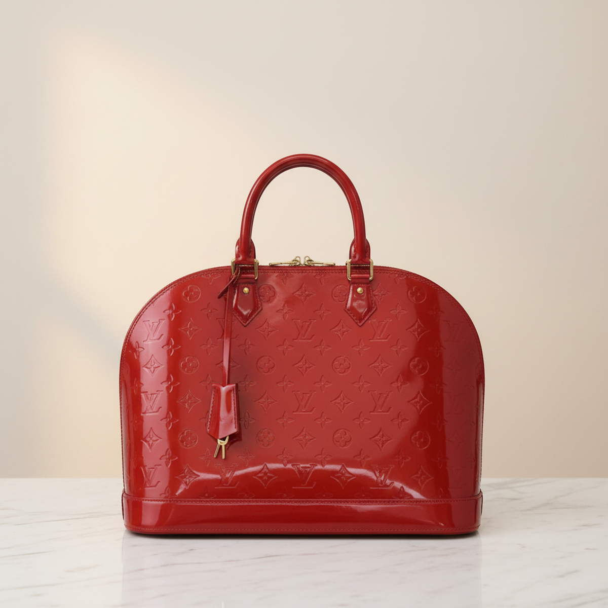 Louis Vuitton Monogram Vernis Alma GM M93596 Women's Handbag Pomme D'amour