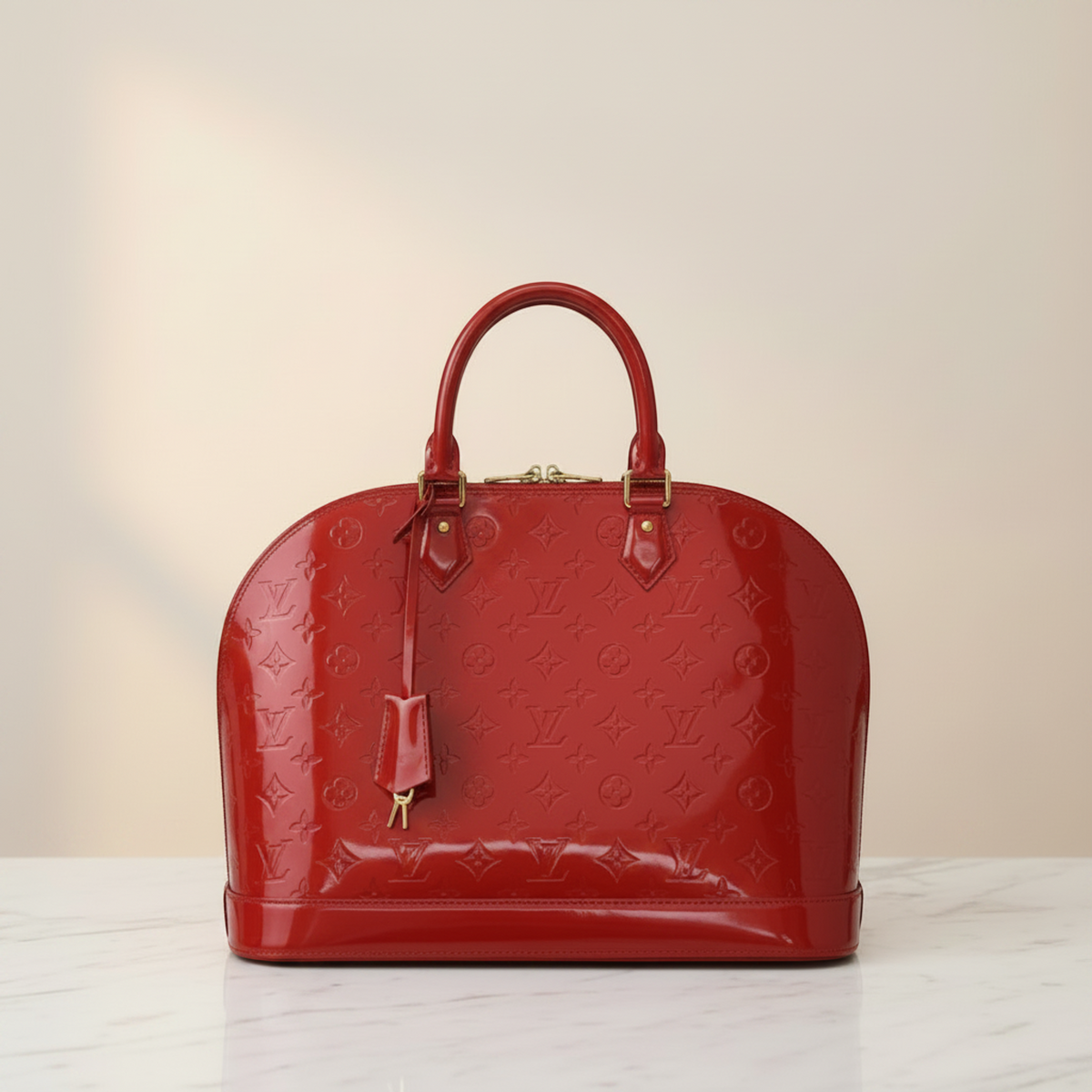 Louis Vuitton Monogram Vernis Alma GM M93596 Women's Handbag Pomme D'amour
