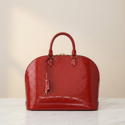 Louis Vuitton Monogram Vernis Alma GM M93596 Women's Handbag Pomme D'amour
