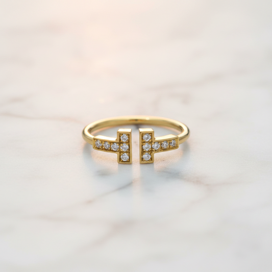 Tiffany T-wire Diamond Ring Yellow Gold (18K) Fashion Diamond Band Ring Gold