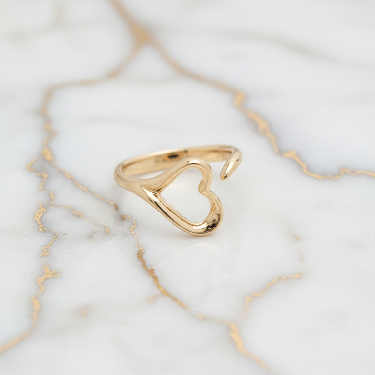 Tiffany Open Heart Ring Pink Gold (18K) Fashion No Stone Band Ring Pink Gold