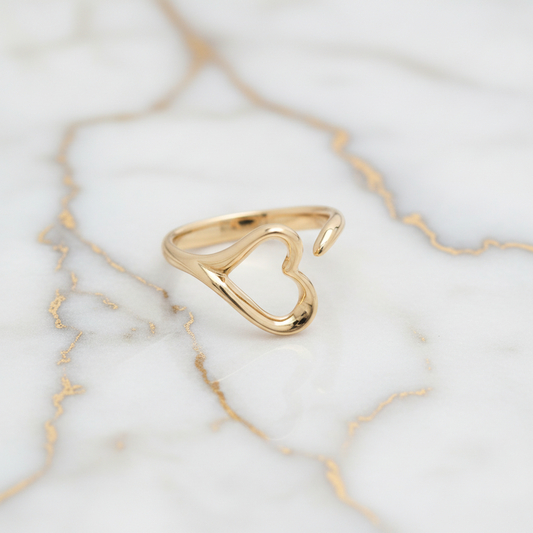 Tiffany Open Heart Ring Pink Gold (18K) Fashion No Stone Band Ring Pink Gold