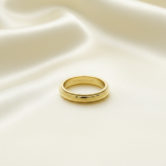 Tiffany Milgrain Ring Yellow Gold (18K) Fashion No Stone Band Ring Gold