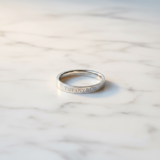 Tiffany Flat Band Ring Platinum Fashion No Stone Band Ring Silver