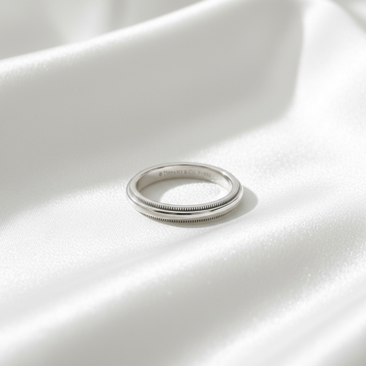 Tiffany Milgrain Ring Platinum Fashion No Stone Band Ring Silver