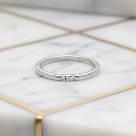 Tiffany Forever Wedding Ring 3P Diamond Platinum Fashion Diamond Band Ring Silver