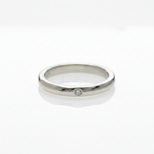Tiffany Stacking Band Ring 1P Diamond Platinum Fashion Diamond Band Ring Silver