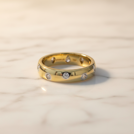Tiffany Dots Diamond Ring Yellow Gold (18K),Platinum Fashion Diamond Band Ring Gold