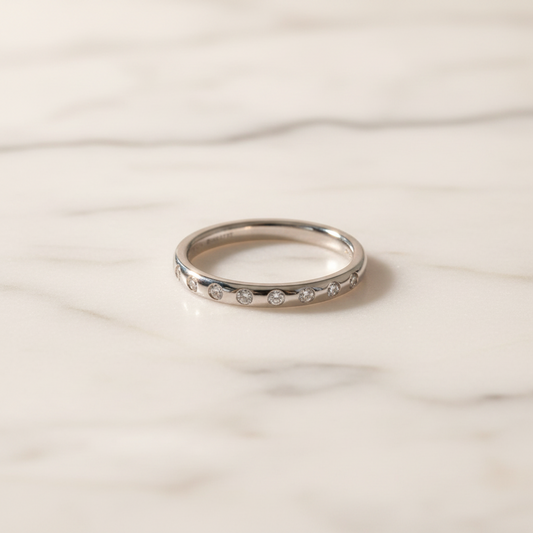 Tiffany Stacking Band Ring With 8 Diamonds Platinum Fashion Diamond Band Ring Silver