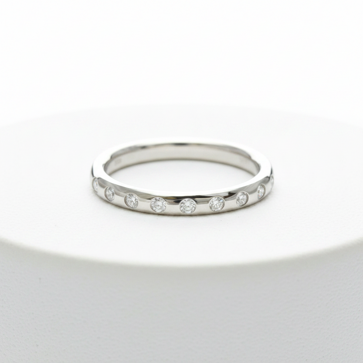 Tiffany Stacking Band Ring With 8 Diamonds Platinum Fashion Diamond Band Ring Silver