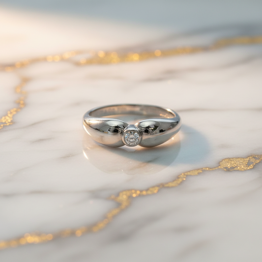 Tiffany Double Teardrop Ring With 1 Diamond Platinum Fashion Diamond Band Ring Silver