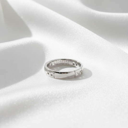 Hermes Ever Hercules Ring White Gold (18K) Fashion No Stone Band Ring Silver