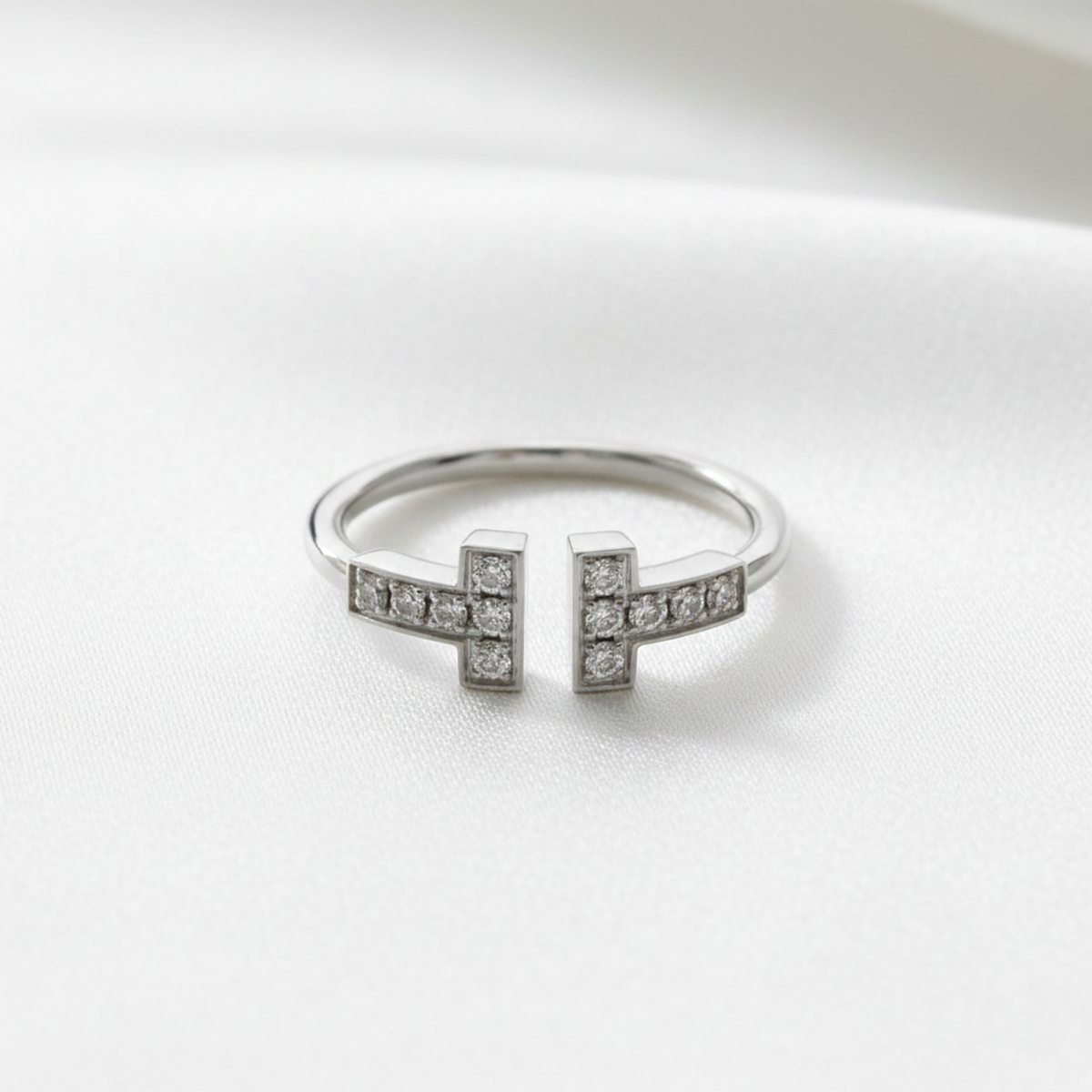 Tiffany T-wire Diamond Ring White Gold (18K) Fashion Diamond Band Ring Silver