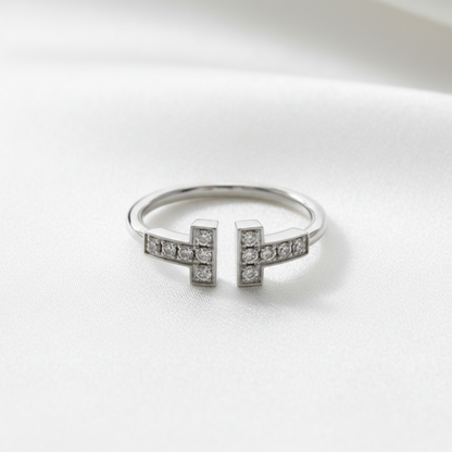 Tiffany T-wire Diamond Ring White Gold (18K) Fashion Diamond Band Ring Silver